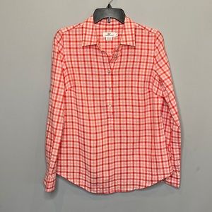 Vineyard Vines Gingham Plaid Pink & Orange‎ Pullover Blouse